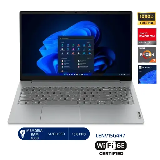 LAPTOP LENOVO V15 G4 ABP AMD RYZEN 7-7730U /16GB /512GB SSD /15.6"FHD /AMD RADEON GRAPHICS IRON GREY (GRIS) (82YY002YLM) - LENV15G4R7 
