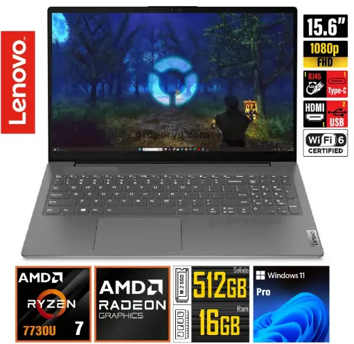 LAPTOP LENOVO V15 G4 ABP AMD RYZEN 7-7730U /16GB /512GB SSD /15.6"FHD /AMD RADEON GRAPHICS IRON GREY (GRIS) (82YY002YLM) 
