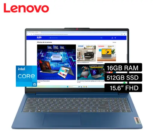 LAPTOP LENOVO IDEAPAD SLIM 3, Intel® Core i5-13420H 13ava gen.  /16GB-ON /512GB SSD /15.6"FHD /Windows 11 /COLOR:ABYSS_BLUE  (83EM00G7LM)