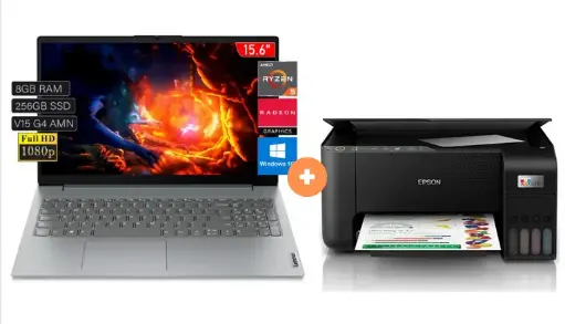 LAPTOP LENOVO V15 G4 AMN  AMD Ryzen 5 7520U /8GB /256GB SSD /15.6" FHD /Windows 11 / ARCTIC_GREY (82YU00X6LM) + Impresora Multifuncional Epson  L3250 ECOTANK WIFI