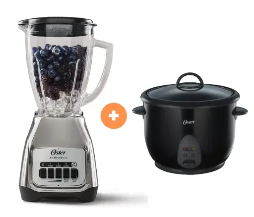 LICUADORA OSTER KALIMAN  2 VEL. VASO VIDRIO 1.5 LT  C.NIQUEL,  BLSTKAG-NPB-053 + OLLA ARROCERA OSTER 1.8 LTS. NEGRA CKSTRC1700B053 