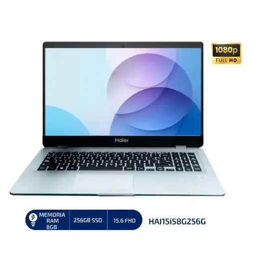 "LAPTOP HAIER Intel®Core i5-1135 G7, 8GB DDR4 , 256GBSSD 15.6"" FHD, Intel®Iris XeGraphicsWINDOWS 11, COLOR: PLATA NATURAL" - HAI15i58G256G