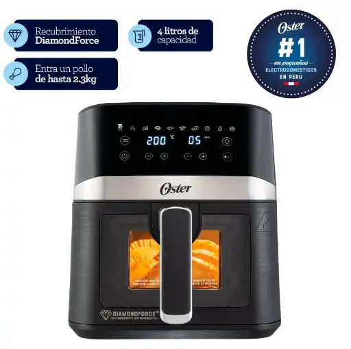 FREIDORA  DE AIRE DIGITAL OSTER 4 LTS CON LUZ Y VENTANA