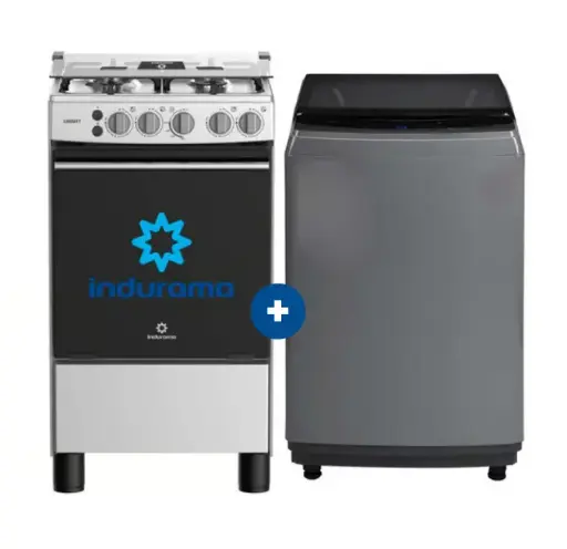 COCINA INDURAMA 20" 4 HORNILLAS CASSAT CON CONEXIÓN + LAVADORA MIDEA 10KG SILVER MA200W - 4507177-1