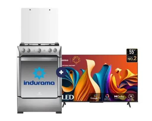Cocina Indurama 24'' 4 Honillas Granada Con Conexión Gratis + TV HISENSE 55" SMART QLED 55Q6N GOOGLE TV - 4504497 - 2