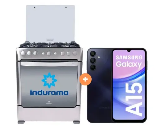 COCINA INDURAMA 30" 6 HORNILLAS PARMA CON CONEXIÓN + CELULAR SAMSUNG GALAXY A15 6.5"  8GB RAM 256GB NEGRO 5G - 4505359 - 1