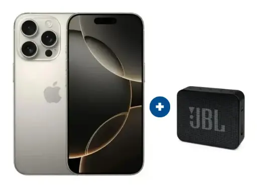 Celular Iphone 16 PRO eSIM 5G 128 GB, 6.3 Pulgadas Color + Parlante JBL GO ESSENTIAL Negro - CO760