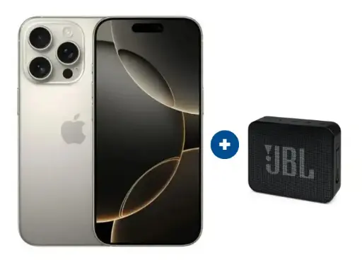 Celular Iphone 16 PRO MAX eSIM 5G 256 GB, 6.9 Pulgadas Color + Parlante JBL GO ESSENTIAL Negro - CO762