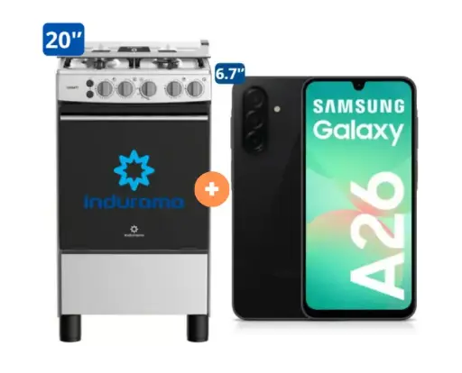 COCINA INDURAMA 20" 4 HORNILLAS CASSAT CON CONEXIÓN + Celular Samsung Galaxy  A26 6.7" 6GB RAM 128GB Negro 5G - 4507077 - 2