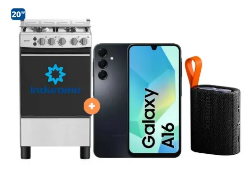 COCINA INDURAMA 20" 4 HORNILLAS CASSAT CON CONEXIÓN  + CELULAR SAMSUNG GALAXY A16 6.7"  8GB RAM 256GB Negro + PARLANTE PORTATIL XIAOMI SOUND POCKET 5 W BT 5.4 NEGRO - 4507177 - 6