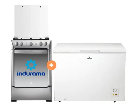 COCINA INDURAMA 24" 4 HORNILLAS GRANADA + Congeladora Indurama 297Lts, CI-320BL Blanco - 4504494 - 7