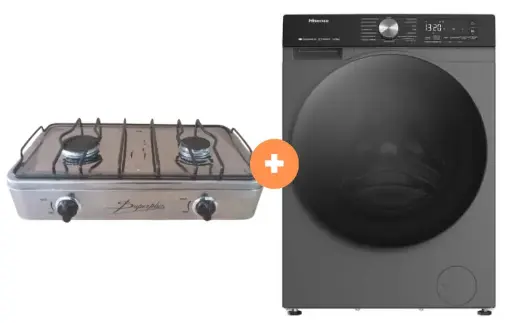 COCINA "SUPERIOR" DE MESA 2 HORNILLAS, ACERO BRILLANTE,POTENCIA 1.95KW x 2 CON CONEXIÓN + LAVASECA HISENSE 12 Kg Lavado /8 Kg Secado con Bomba de Calor Carga Frontal, c/WIFl (WWD3S1243BT) - 4507368 - 11