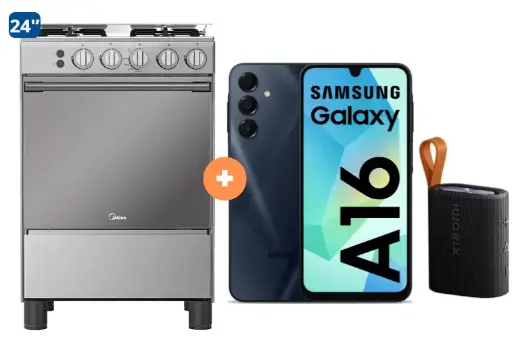 COCINA MIDEA 24" MGS24 4 HORNILLAS HIERRO+ CONEXIÓN + CELULAR SAMSUNG A16 4gb, 128 GB  +PARLANTE PORTATIL XIAOMI SOUND POCKET 5 W BT 5.4 NEGRO - 4507185- 6