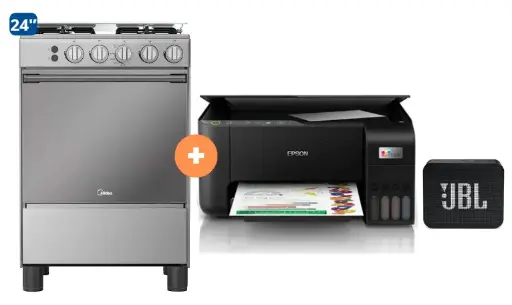 COCINA MIDEA 24" MGS24 4 HORNILLAS HIERRO CON CONEXIÓN + IMPRESORA MULTIFUNCIONAL EPSON 3250 WIFI + PARLANTE JBL GO BLUETOOTH NEGRO - 4507185 - 8