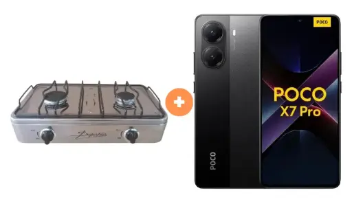 COCINA "SUPERIOR" DE MESA  2 HORNILLAS, ACERO BRILLANTE,POTENCIA 1.95KW x 2 CON CONEXIÓN + CELULAR POCO X7 PRO 5G 512GB 12 GB Negro   4507366 - 7