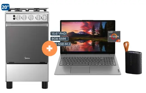 COCINA MIDEA 20" 4 HORNILLAS MGS20 Silver cubierta inox con instalación + LAPTOP LENOVO V15 G4 AMN 15.6" FHD, AMD RYZEN 3-7320U, 8GB, 256 GB SSD Windows 11 Gris + PARLANTE  XIAOMI SOUND POCKET 5 W BT 5.4 NEGRO. - 4507283 - 7