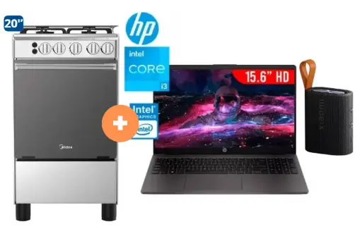 COCINA MIDEA 20" 4 HORNILLAS MGS20 Silver cubierta inox con instalación + LAPTOP HP NOTEBOOK 250G10 INTEL CORE i3 N305 1.80/3.80 GHZ , 8GB(8*1), 256GBSSD, 15.6" HD,WINDOWS 11, COLOR: PLOMOOSCURO +  PARLANTE  XIAOMI SOUND POCKET 5 W BT 5.4 NEGRO. 4507283 - 8