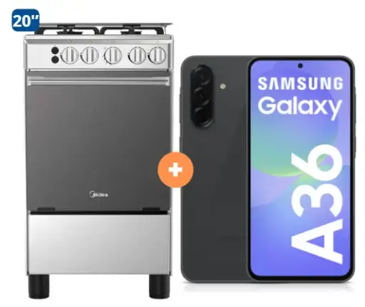 COCINA MIDEA 20" 4 HORNILLAS MGS20 Silver cubierta inox con instalación + CELULAR SAMSUNG GALAXY A36 5G  128GB 6GB NEGRO - 4507098 - 6