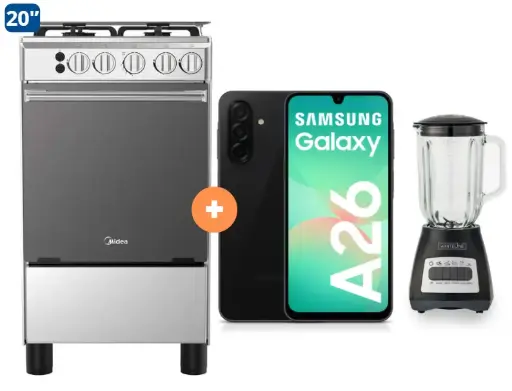 COCINA MIDEA 20" MGS20 4 HORNILLAS HIERRO CON CONEXIÓN + Celular Samsung A26 6gb, 128 GB + Licuadora Whiteline 1.5 Lts 400W vaso vidrio - 4507097- 7 