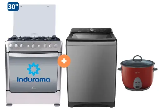 COCINA INDURAMA 30" 6 HORNILLAS PARMA CON CONEXIÓN GRATIS + LAVADORA HISENSE Carga Superior 20KG WT3T2023UT Gris medio + Olla arrocera Oster 1.8 Lts. - 4506419 - 6