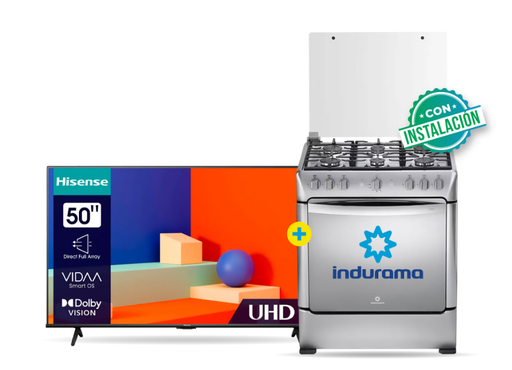 COCINA INDURAMA 30" 6 HORNILLAS PARMA CON INSTALACIÓN + Televisor HISENSE 50" Smart 50A6K 4K UHD Vidaa - 4506414 - 5