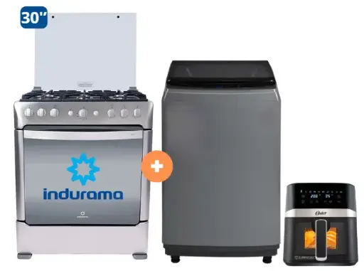 COCINA INDURAMA 30" 6 HORNILLAS PARMA + Lavadora MIDEA 10KG SILVER MA200W + FREIDORA  DE AIRE DIGITAL OSTER 4 LTS CON LUZ - 4506413 - 14