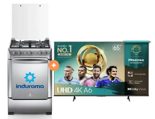 COCINA INDURAMA 24" 4H GRANADA CON CONEXION + TELEVISOR Hisense 65" LED 4K UHD Vidaa 65A6NV MODELO 2025 - 4506407 - 1