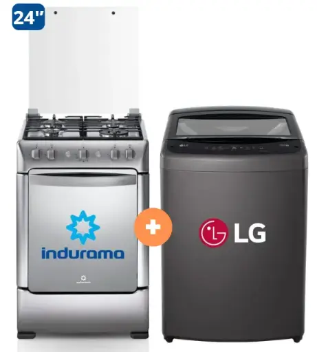COCINA INDURAMA 24" 4 HORNILLAS GRANADA + LAVADORA 19 KG Carga superior Smart Inverter WT19BVTB Mod 2024 Negro Claro - 4506407- 10