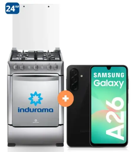 COCINA INDURAMA 24" 4 HORNILLAS GRANADA CON CONEXIÓN + Celular Samsung A26 6gb, 128 GB - 4506401 - 2