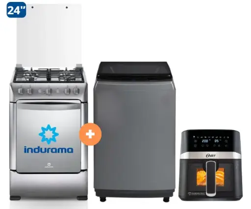 COCINA INDURAMA 24" 4 HORNILLAS GRANADA CON CONEXIÓN + Lavadora MIDEA 10KG SILVER MA200W  + FREIDORA  DE AIRE DIGITAL OSTER 4 LTS CON LUZ - 4506402 - 13 