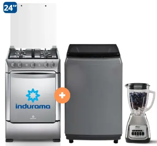 COCINA INDURAMA 24" 4 HORNILLAS GRANADA CON CONEXIÓN +  Lavadora MIDEA 10KG SILVER MA200W +  Licuadora OSTER KALIMAN 1.5Lt Col..Nickelado 800W 2 veloc. - 4506402 - 14