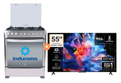 Cocina Indurama 30'' 6 Honillas Parma Con Conexión Gratis + TELEVISOR TCL LED 55" UHD 4K Smart TV GOOGLE TV 55P6K MODELO 2025- 4506419 - 2