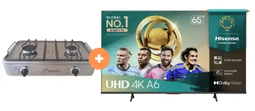 COCINA "SUPERIOR" DE MESA  2 HORNILLAS, ACERO BRILLANTE,POTENCIA 1.95KW x 2 CON CONEXIÓN +  TELEVISOR HISENSE 65" LED 4K UHD VIDAA 65A6NV MODELO 2025 - 4507366 - 3