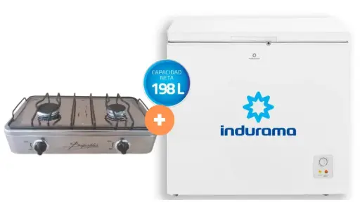 COCINA "SUPERIOR" DE MESA 2 HORNILLAS, ACERO BRILLANTE,POTENCIA 1.95KW x 2 CON CONEXIÓN + CONGELADORA INDURAMA 200Lts, CI-220BL Blanco - 4508029 - 6