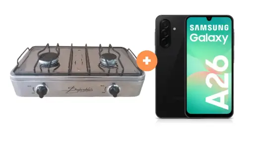 COCINA "SUPERIOR" DE MESA  2 HORNILLAS, ACERO BRILLANTE,POTENCIA 1.95KW x 2 CON CONEXIÓN GRATIS + CELULAR SAMSUNG GALAXY A16 6.7"  4GB RAM 128GB Negro + CELULAR SAMSUNG GALAXY A16 6.7"  4GB RAM 128GB Negro  - 4508843