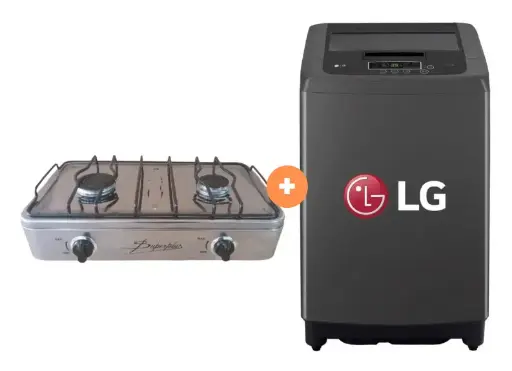 COCINA "SUPERIOR" DE MESA  2 HORNILLAS, ACERO BRILLANTE,POTENCIA 1.95KW x 2 CON CONEXIÓN GRATIS +  LAVADORA LG 13 KG  CARGA SUPERIOR NEGRO CLARO WT13BPBK - 4508843 - 10