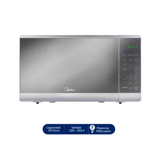 Horno Microondas MIDEA 20 Litros Puerta espejo grisPWEB