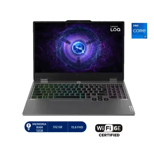 LAPTOP GAMER LENOVO LOQ 15IRX9 INTEL CORE i7 i7 13650HX  ; 12GB /512GB SSD/15.6"FHD; NVIDIA® GeForce RTX™ 4050 6GB; RETROILUMINADO/WINDOWS 11 HOME, GRIS