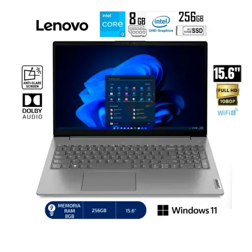 LAPTOP LENOVO V15 G4 IRU, 15.6"Intel® Core™ i3 1315U, 8GB, 256GB SSD, Intel® UHD Graphics for 13th Gen Intel®, WINDOWS 11, IRON GREY /WIFI6.