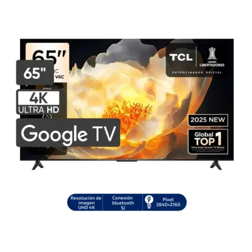 TELEVISOR TCL 65" UHD 4K Smart TV GOOGLE TV 65V6C MODELO 2025