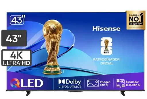 TELEVISOR HISENSE QLED 43" UHD SMART TV 43Q6QV VIDDA MODELO 2025