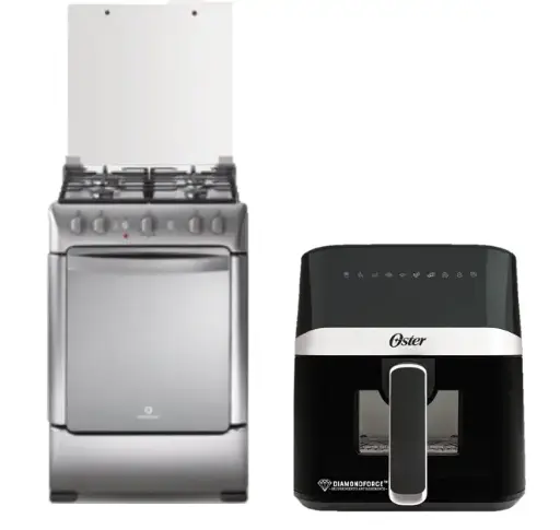 COCINA INDURAMA 24" 4 HORNILLAS GRANADA + instalación GRATIS +Freidora De Aire Digital Oster CKSTAF40WDDF 4L