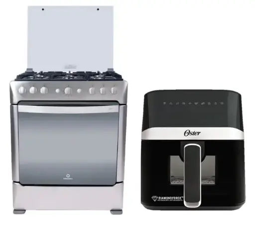 COCINA INDURAMA 30" 6 HORNILLAS PARMA + instalación GRATIS + Freidora De Aire Digital Oster CKSTAF40WDDF 4L