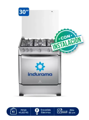 COCINA INDURAMA 30" 6 HORNILLAS PARMA 