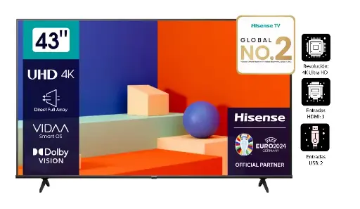 Televisor HISENSE 4K UHD 43" SMART TV Vidaa - Modelo 43A6K