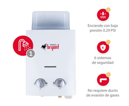 Terma BRYANT a gas 5.5L GN Tiro Natural Con Conexión- 4504527