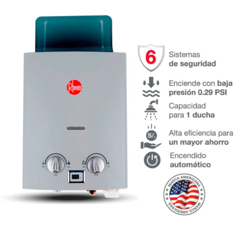 Terma a gas Rheem GN 5.5 litros Con Conexión- 4504529