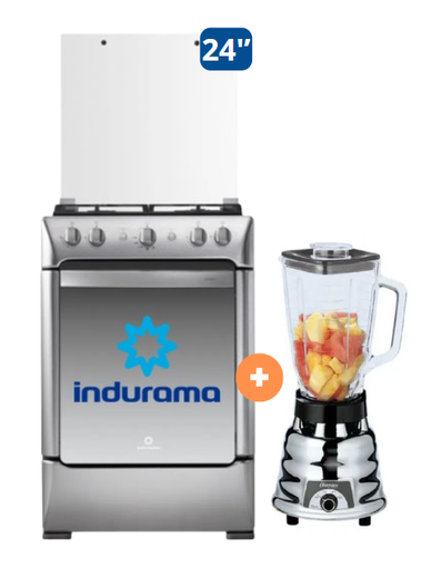 COCINA INDURAMA 24" 4 HORNILLAS GRANADA +  Licuador OSTER 2 VELOCIDADES CLASICA CROMADA - 4504495