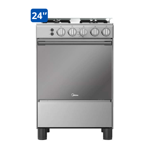 COCINA MIDEA 24" 4 HORNILLAS MGS24FS Silver cubierta inox con instalación