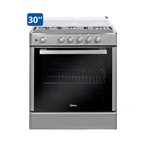 COCINA MIDEA 30" 5 HORNILLAS VENUS  Puerta Black cubierta inox c/grill con instalación - MID30VENUSNC 